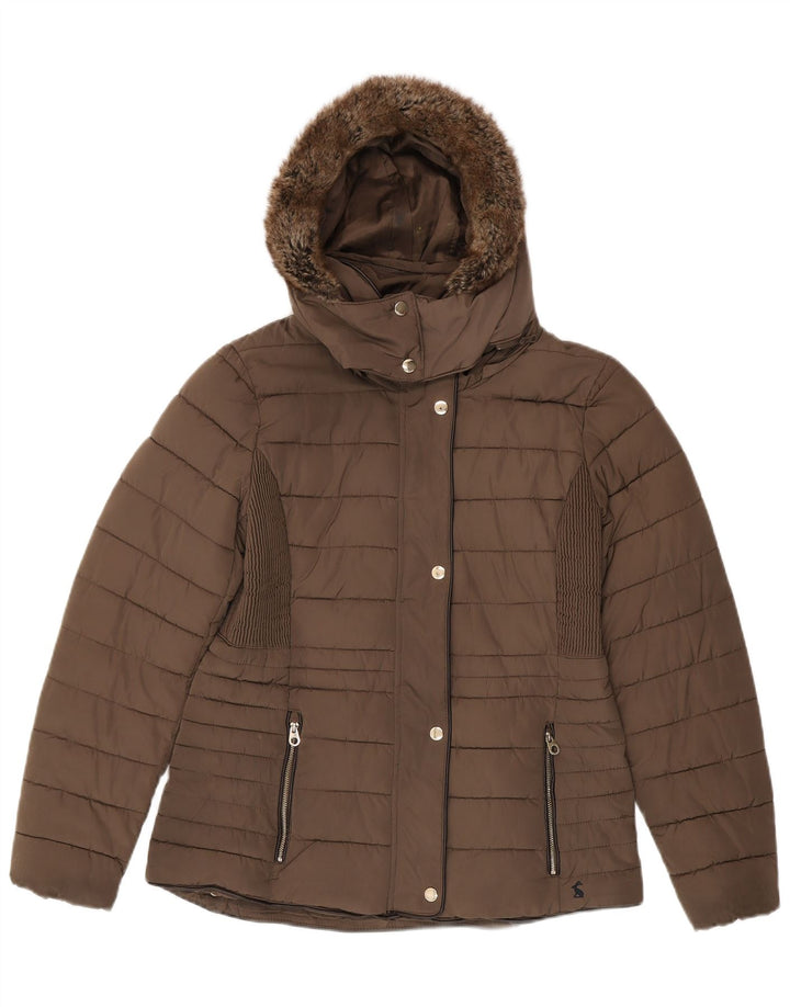 Chaqueta acolchada con capucha para mujer Joules UK 42 Poliéster marrón medio