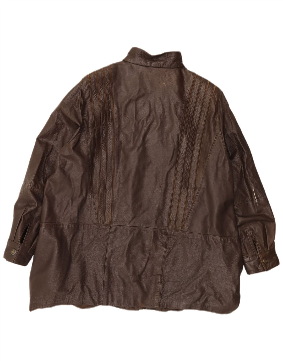 Chaqueta de cuero vintage para mujer Reino Unido 22 3XL Marrón