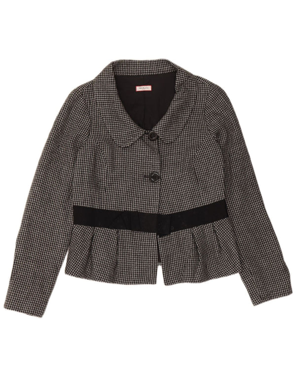 Max & Co. Chaqueta tipo blazer corta con 2 botones para mujer Reino Unido 44 Gris medio Pata de gallo