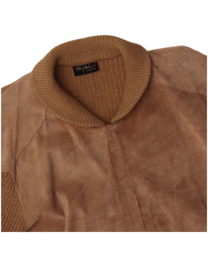 De Pletrl - Cárdigan de ante para hombre, talla grande, color beige