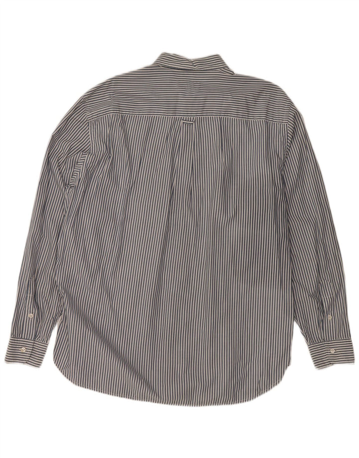 HENRY COTTONS Camisa para hombre Talla 43 XL Algodón azul marino a rayas