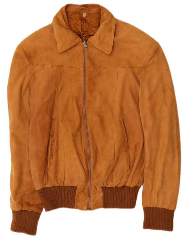 Vintage mujer ante bomber chaqueta IT 48 XL cuero marrón