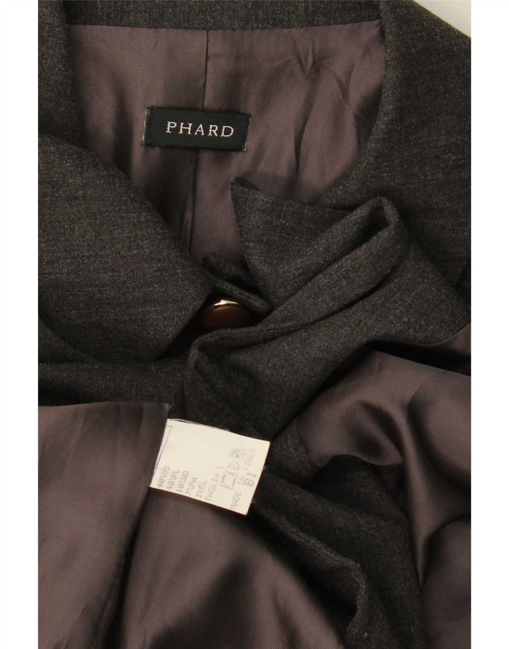 Phard Chaqueta Blazer de 5 Botones para Mujer UK 46 Grande Lana Gris