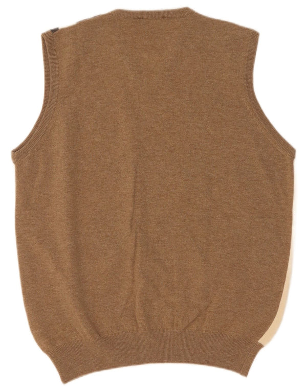 Brooksfield Camiseta sin mangas para hombre IT 52 Large Beige Argyle/Diamond Merino Wool