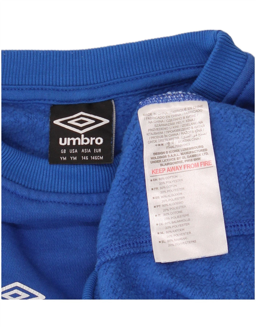UMBRO Sudadera para niño Jumper 9-10 años Azul Medio Algodón