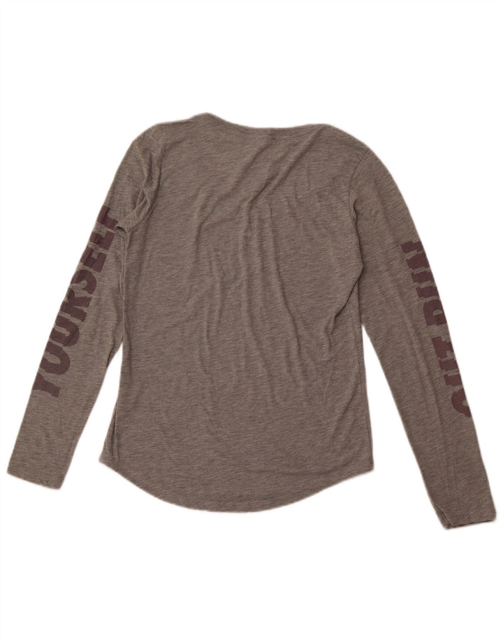NIKE Top gráfico para mujer de manga larga UK 10 Pequeño poliéster gris