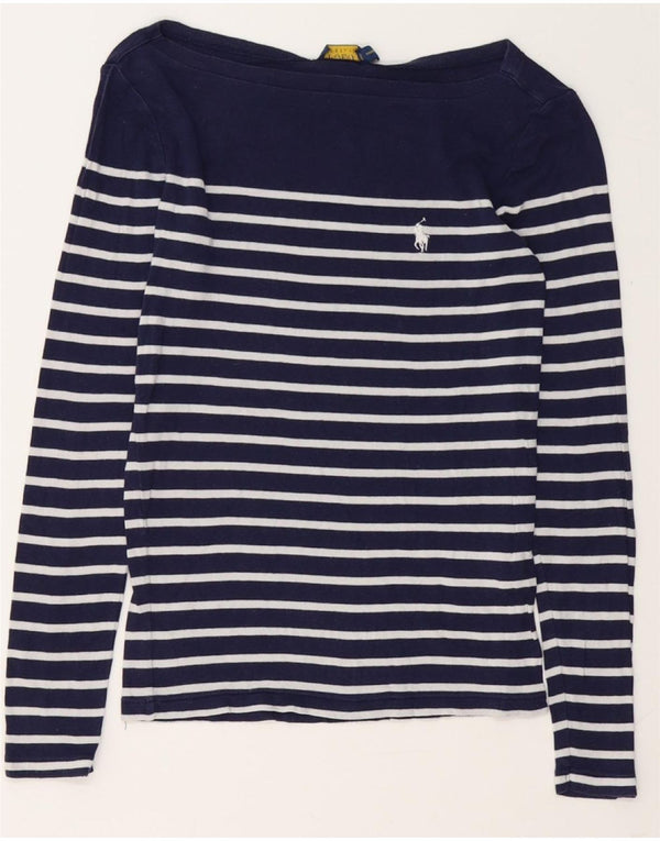 POLO RALPH LAUREN Top Mujer Manga Larga UK 10 Small Azul Marino Rayas