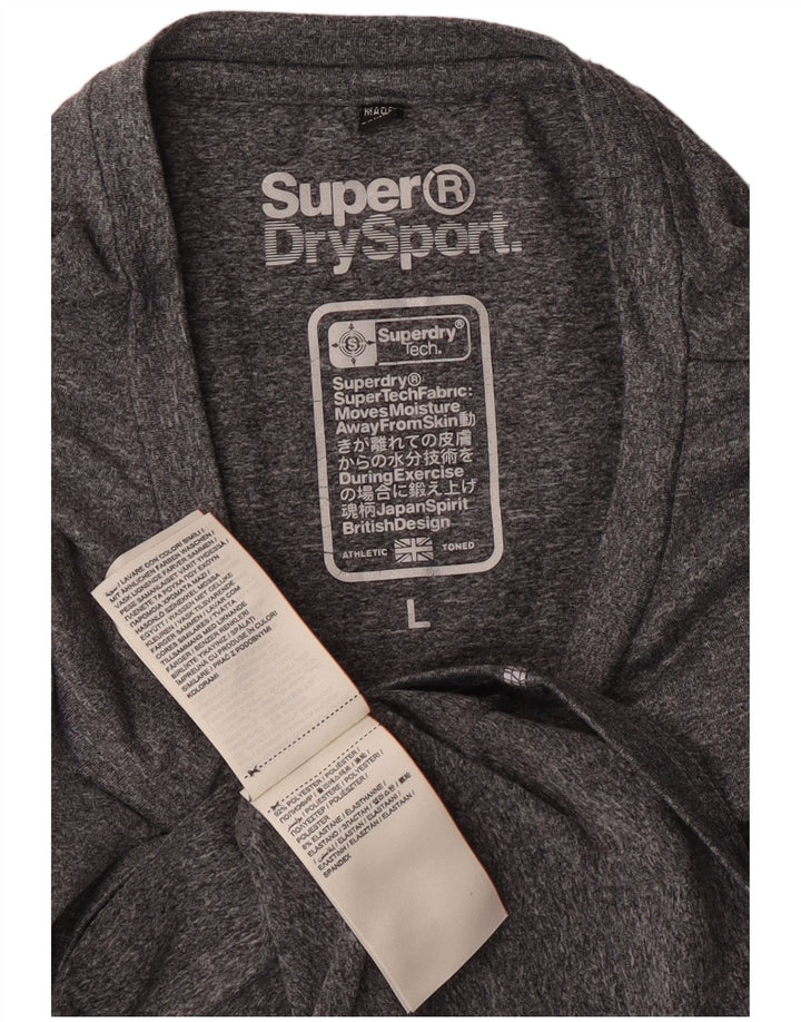 Superdry Camiseta gráfica para mujer Top UK 44 Poliéster moteado gris grande