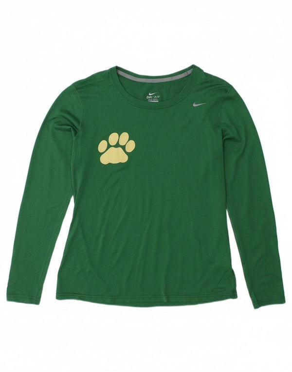 Nike Mujer Dri Fit Top Manga Larga UK 44 Poliéster Verde Medio