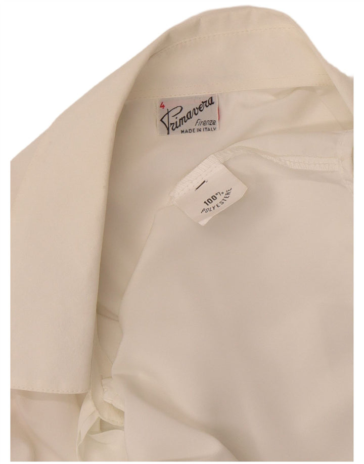 Primavera Firenze Blusa camisera con pajarita para mujer UK 40 XL Poliéster blanco