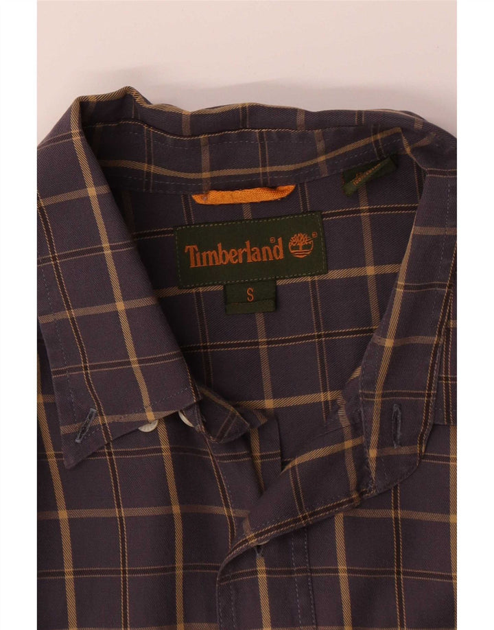 Timberland Camisa holgada para hombre de algodón a cuadros azul pequeño