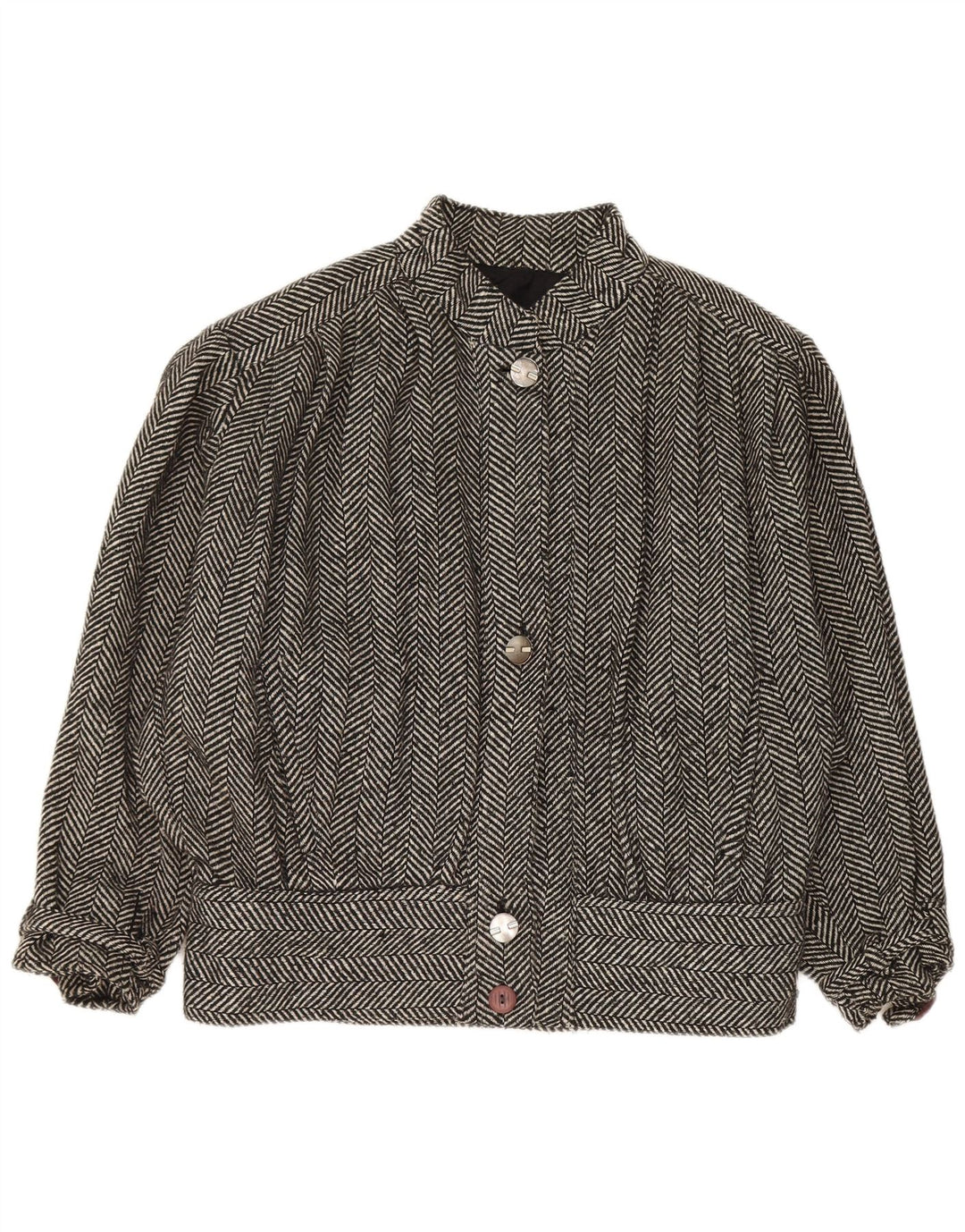 Vintage mujer bomber chaqueta Reino Unido 20 2XL gris espiga