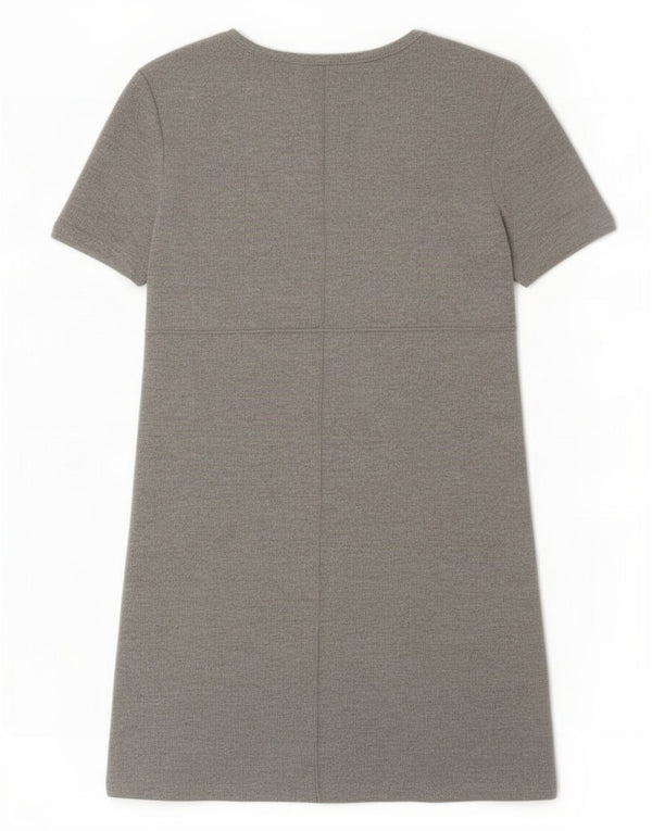 Zara Mujer Vestido Básico UK 8 Small Gris Poliéster