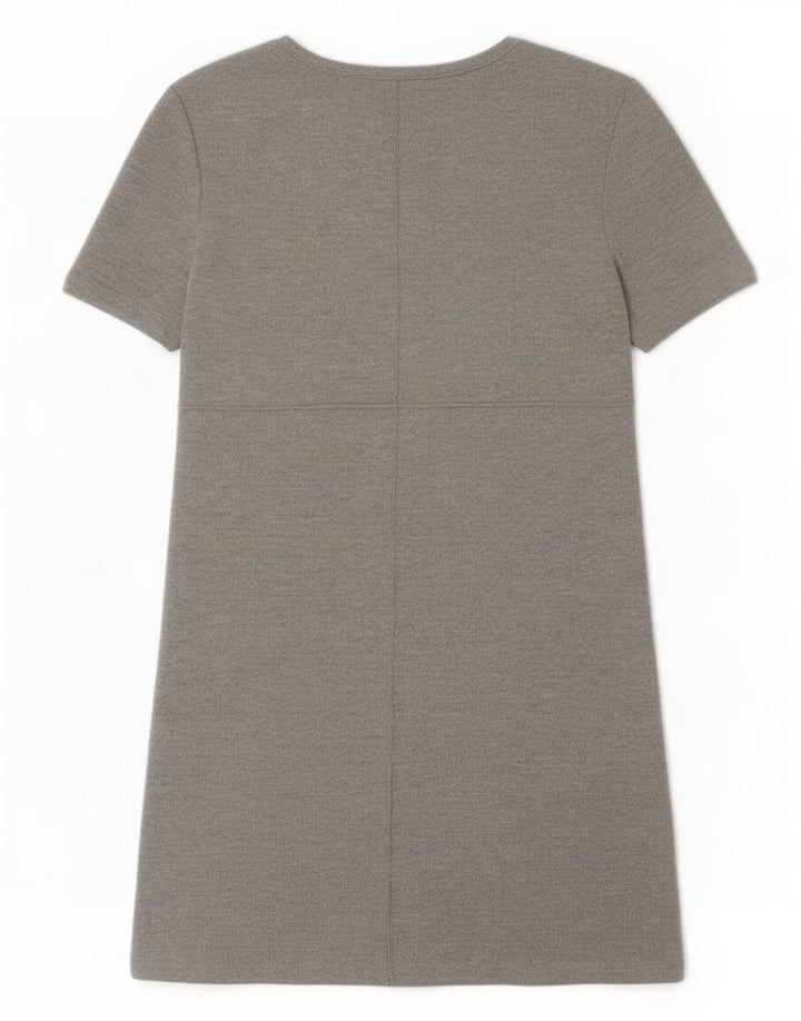 Zara Mujer Vestido Básico UK 8 Small Gris Poliéster