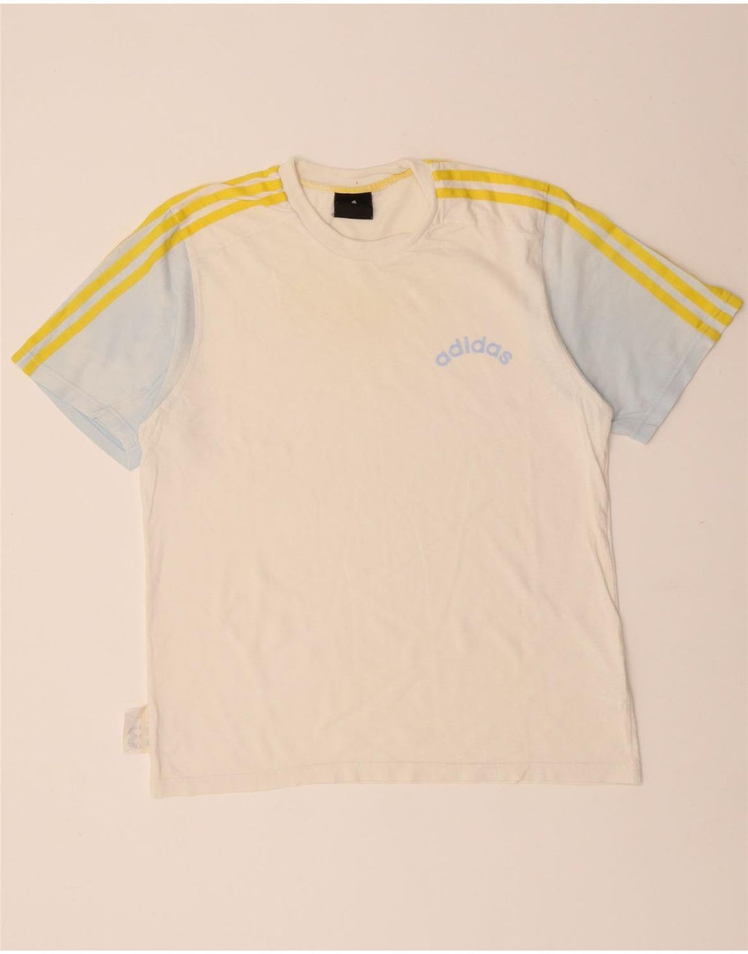 ADIDAS Hombre Camiseta Top Small Blanco Colorblock Algodón