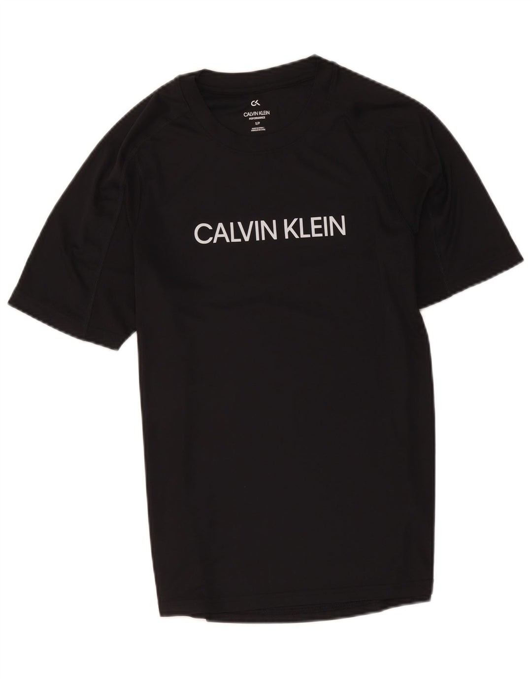 Calvin Klein - Camiseta gráfica para hombre, talla pequeña, poliéster negro