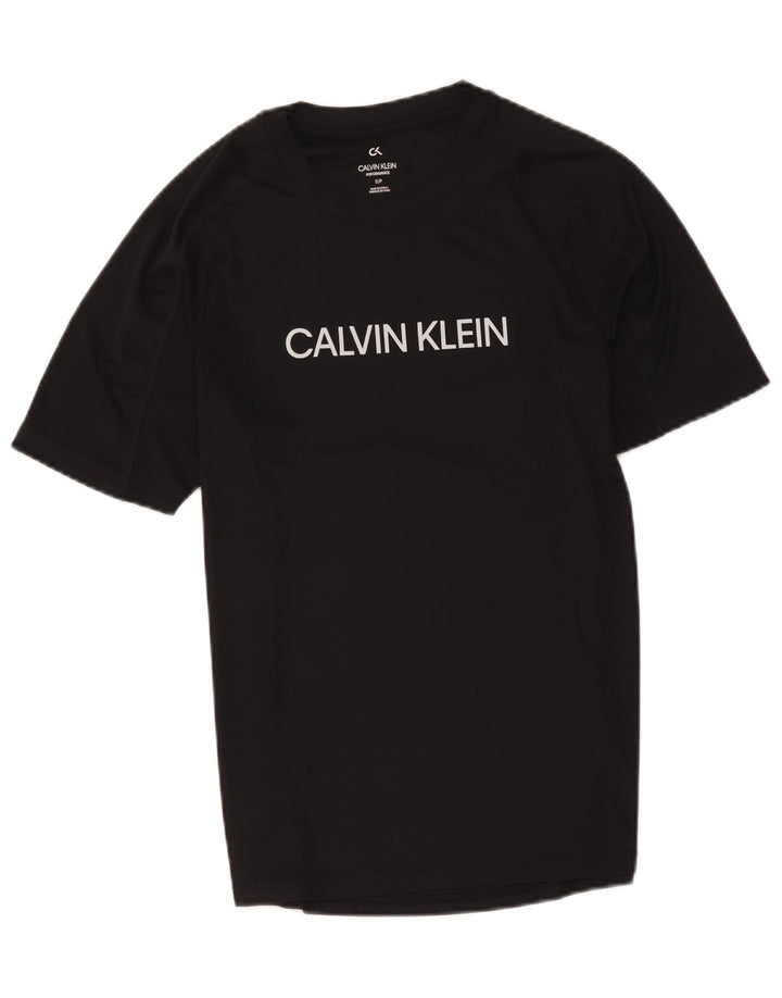 Calvin Klein - Camiseta gráfica para hombre, talla pequeña, poliéster negro