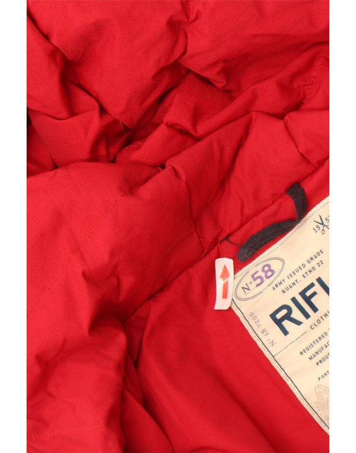 Rifle Chaqueta acolchada con capucha para mujer UK 14 Medium Red Cotton