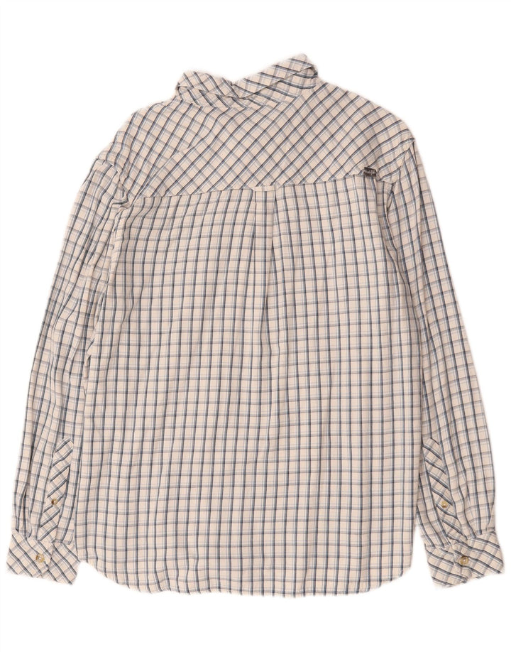 Weird Fish Camisa de hombre grande de algodón a cuadros blancos