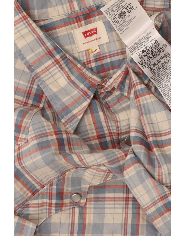 Levi's Camisa De Manga Corta Para Hombre 2XL Algodón A Cuadros Azul