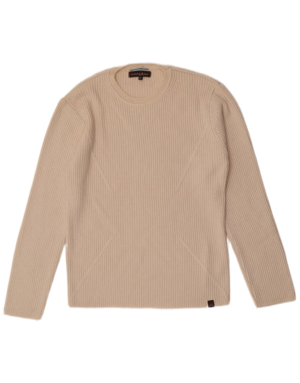 Guess Jersey de cuello redondo para mujer UK 18 XL Off White Merino Wool