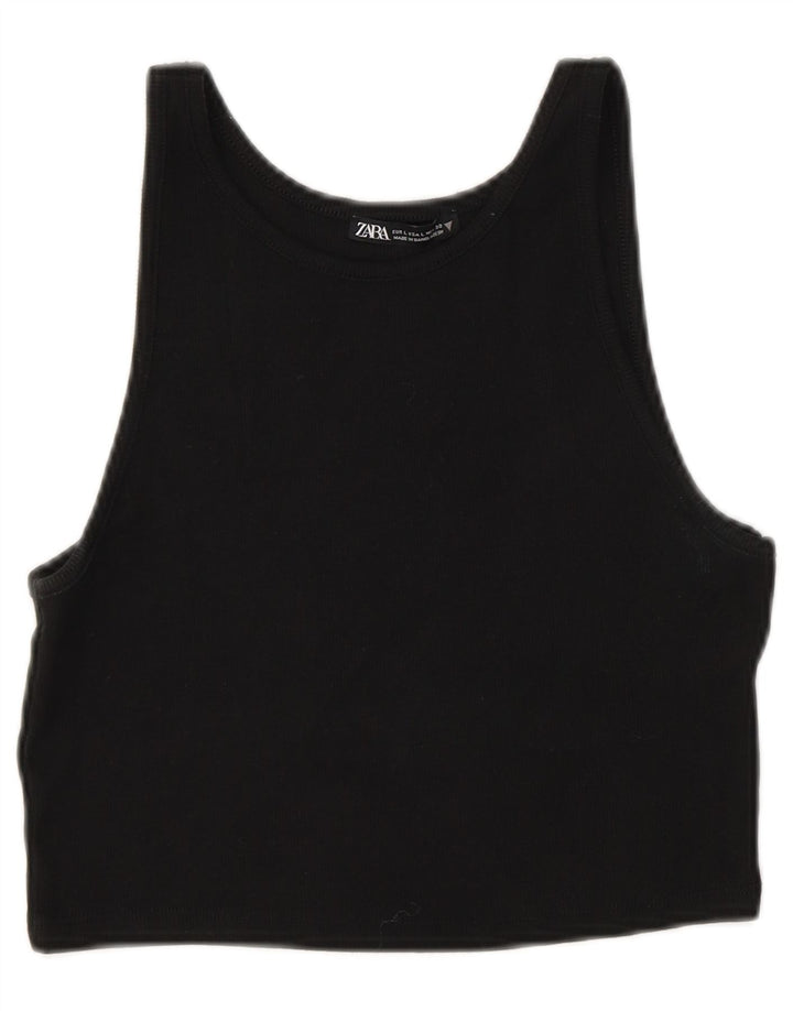 Zara Mujer Crop Chaleco Top Reino Unido 44 Grande Negro
