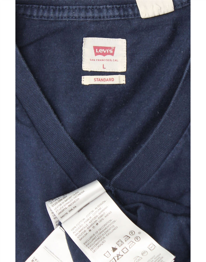 LEVI'S Camiseta estándar para hombre Top grande de algodón azul marino
