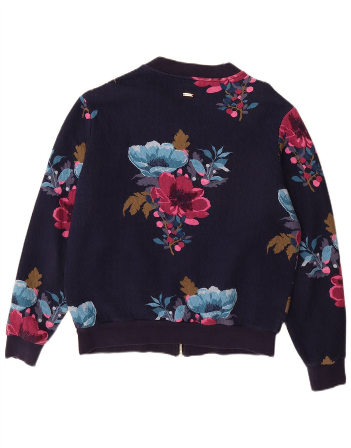 Joules Chaqueta de chándal para mujer UK 40 Mediana Azul marino Poliéster floral