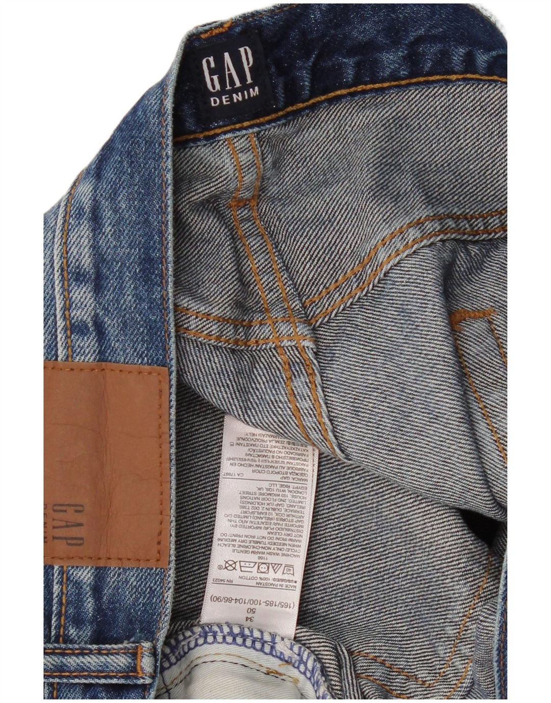 Gap Pantalones cortos de mezclilla desgastados para hombre W34 Algodón azul grande