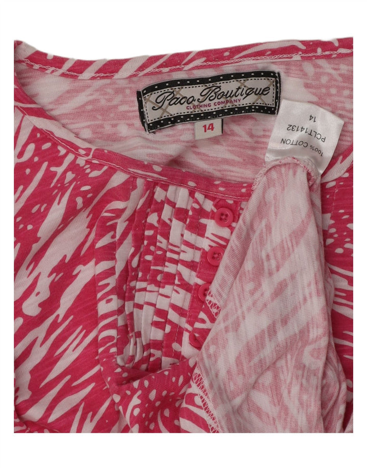 PACO BOUTIQUE Top con estampado abstracto para mujer, manga 3/4, UK 44, grande, rosa