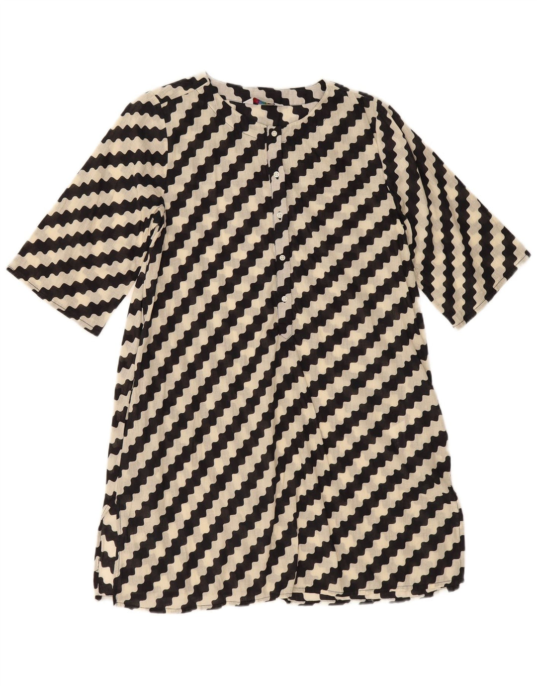 COMPANIA FANTASTICA Vestido acampanado para mujer UK 44 Mediano Algodón a rayas negro