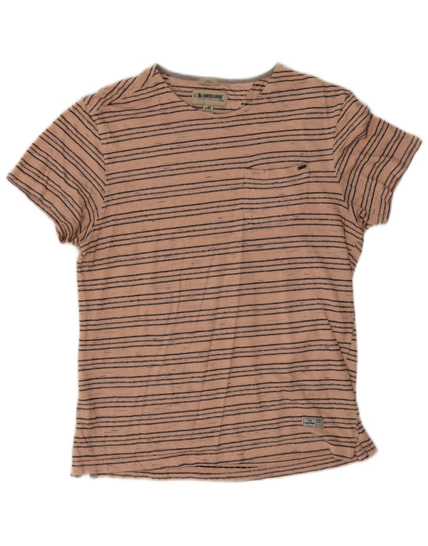 Americanino Camiseta ajustada para mujer UK 42 Algodón a rayas rosa medio