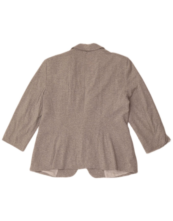 Zara Chaqueta Blazer De Manga 3/4 Con 1 Botón Para Mujer UK 40 XL Algodón Moteado Gris