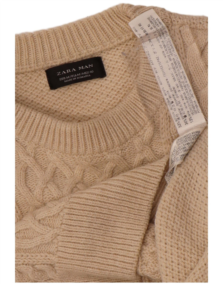ZARA Hombre Jersey Cuello Redondo Acrílico Beige Medio