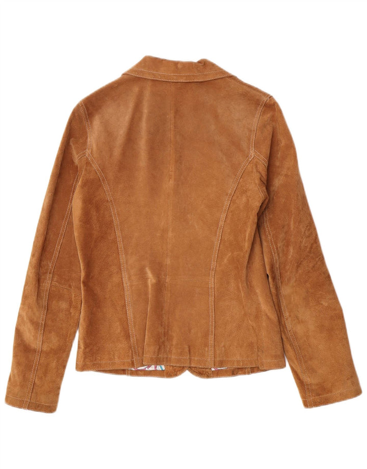 Gipsy Chaqueta Blazer de Ante con 2 Botones para Mujer UK 10 Small Brown Leather