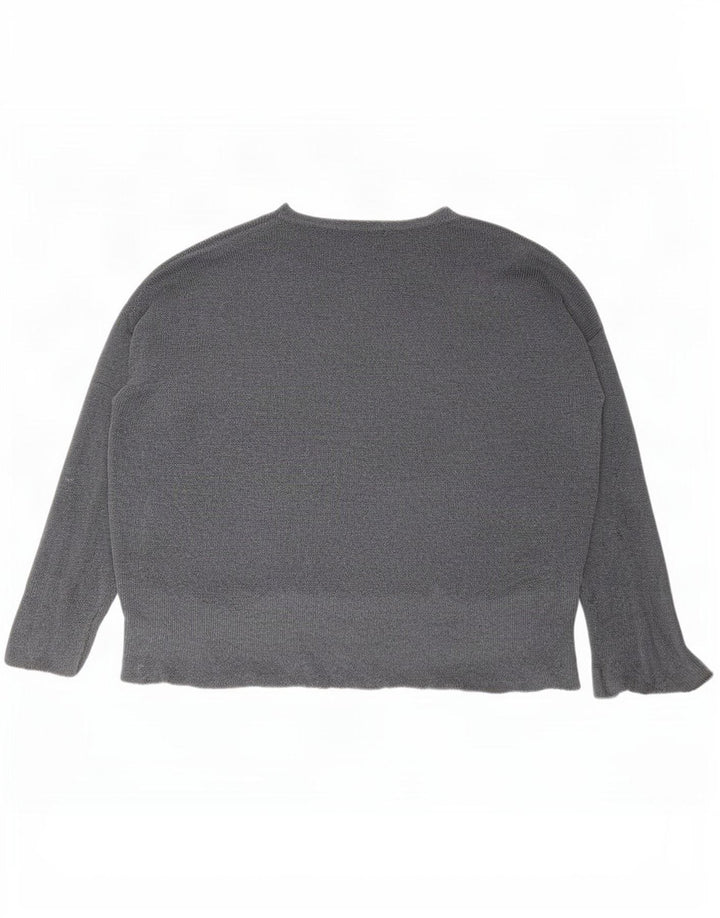 Zara Mujer Suéter De Cuello Redondo De Gran Tamaño UK 10 Small Gris
