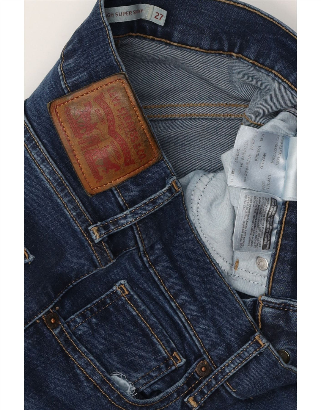 LEVI'S Vaqueros súper ajustados Mile High para mujer W27 L32 Algodón azul marino