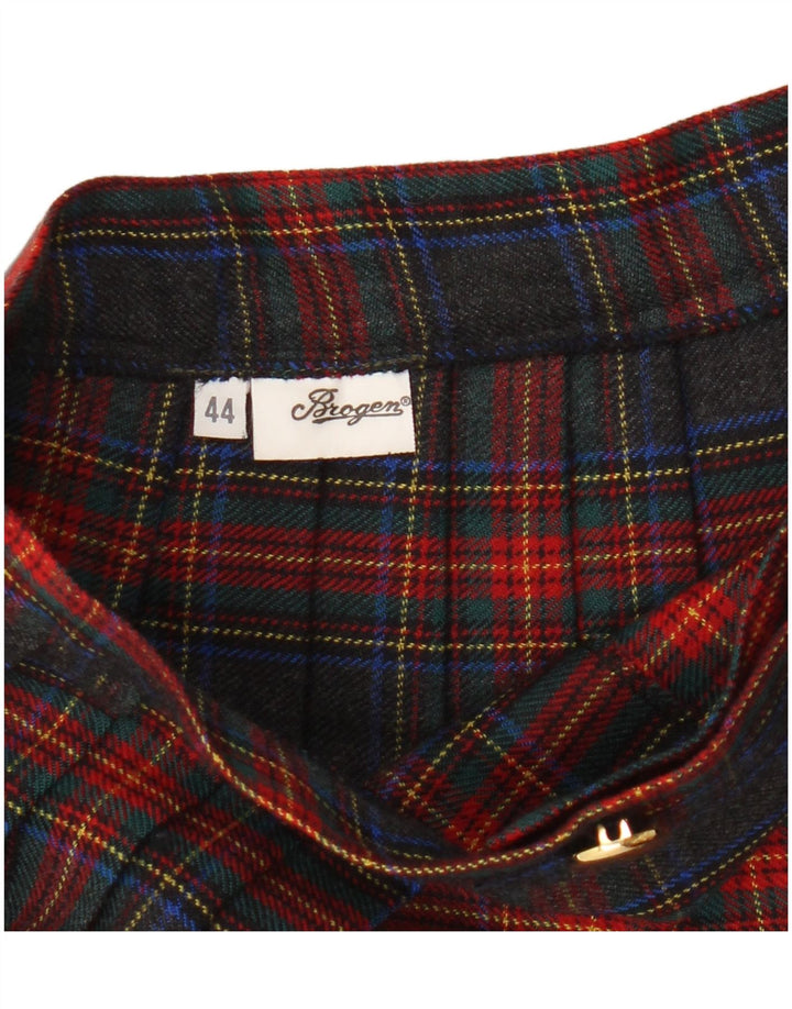 Falda plisada de cuchillo vintage para mujer IT 44 Medium W28 Check multicolor