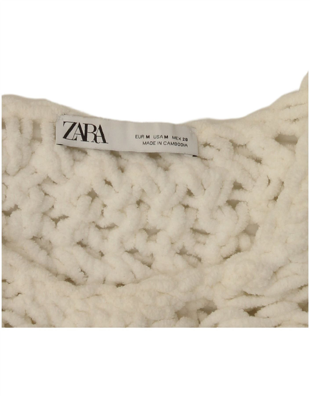 Zara Suéter tipo jersey con cuello redondo y corte extragrande para mujer, talla 40, tamaño mediano, blanco