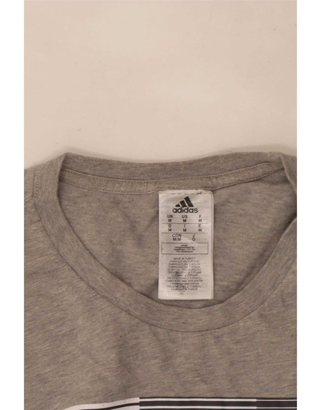 Adidas Hombre Camiseta Gráfica Top Algodón Moteado Gris Medio