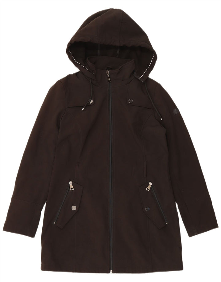 Dkny Gabardina con capucha para mujer UK 10 Small Poliéster negro