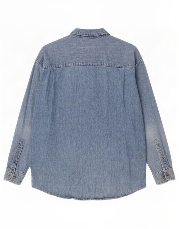 Eddie Bauer Camisa vaquera para hombre Algodón azul grande
