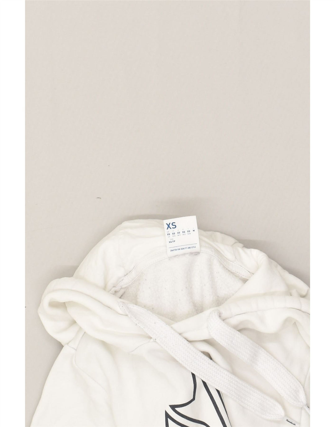 REEBOK Womens Graphic Hoodie Jumper UK 4- 6 XS White Cotton | Vintage Reebok | Thrift | Second-Hand Reebok | Used Clothing | Messina Hembry 