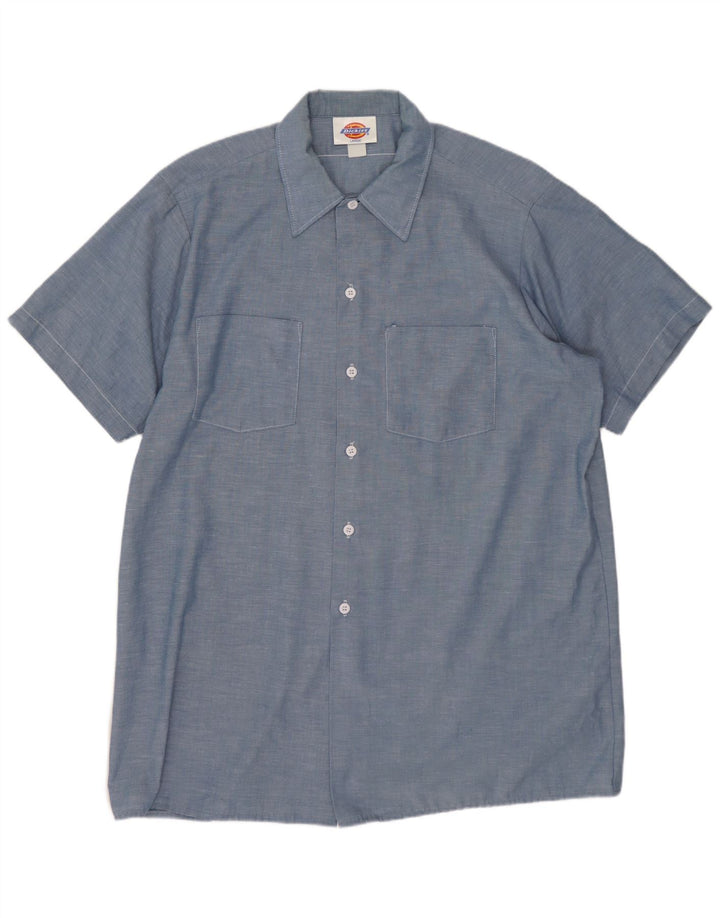 DICKIES Camisa de manga corta para hombre de algodón azul grande