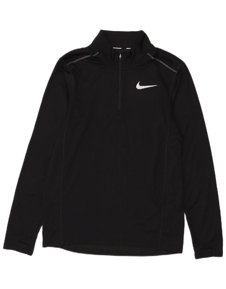 Nike Dri Fit - Chándal con cremallera y cuello para hombre, talla mediana, poliéster negro