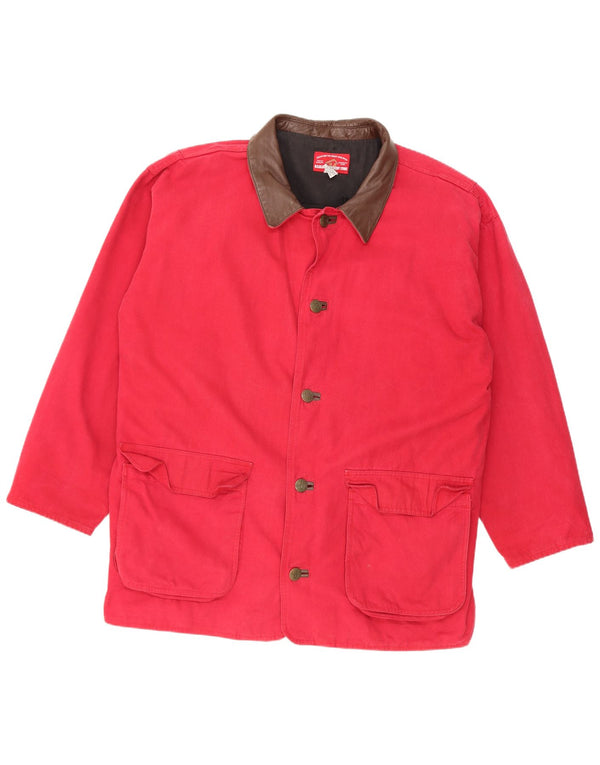 Marlboro Country Store Chaqueta utilitaria para hombre UK 44 2XL Algodón color block rojo