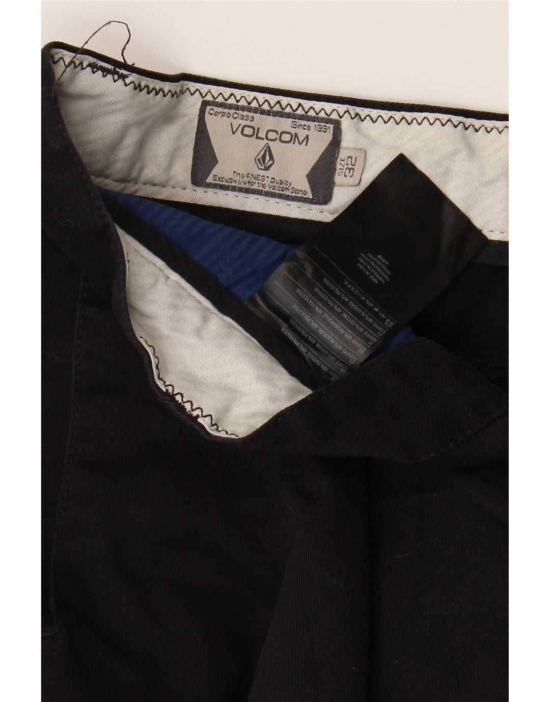 Pantalón chino recto Volcom para hombre W32 L30 Algodón negro