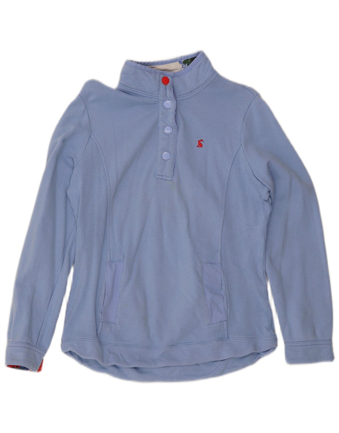 Joules - Sudadera con cuello y botones para mujer, talla 40, algodón azul mediano