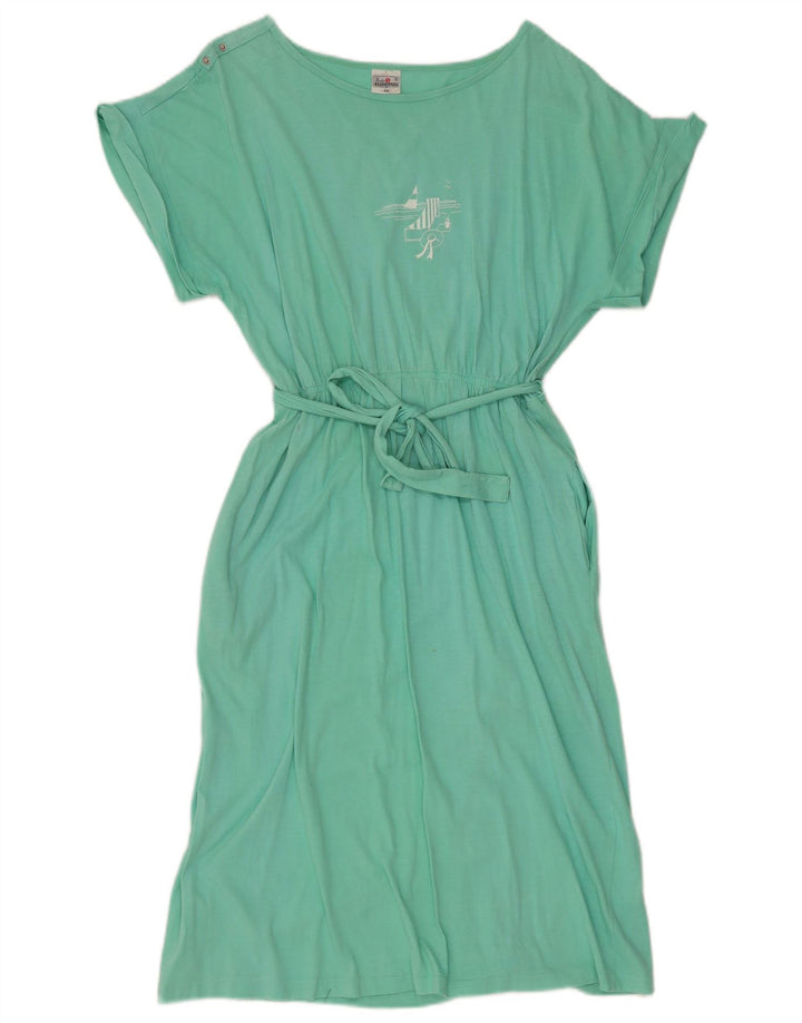 VINTAGE Vestido Básico Mujer EU 40 Algodón Verde Medio