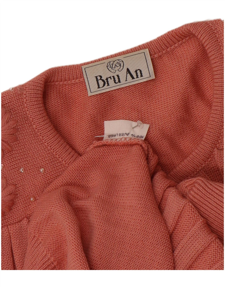 Vintage mujer Cardigan suéter Reino Unido 16 lana rosa grande